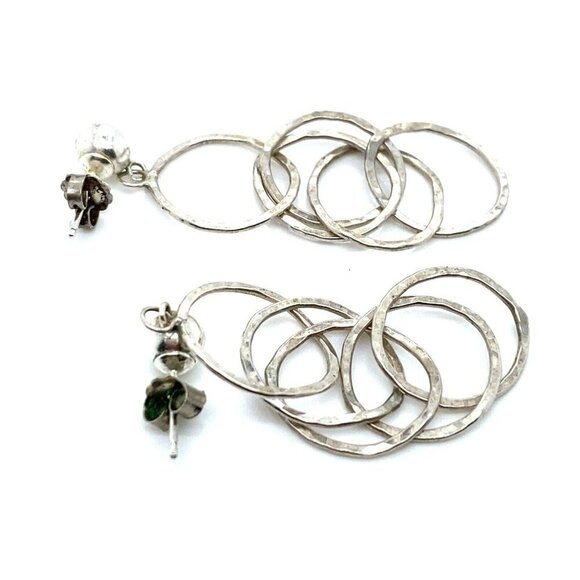 Estate Sterling Silver Wrought Circle’s Dangle Pierced Earrings!‎ 56 - Picture 6 of 6